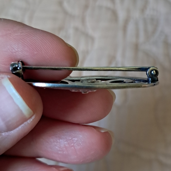 Vintage 14kt over Sterling Silver Symmetalic Floral Brooch - Picture 13 of 13